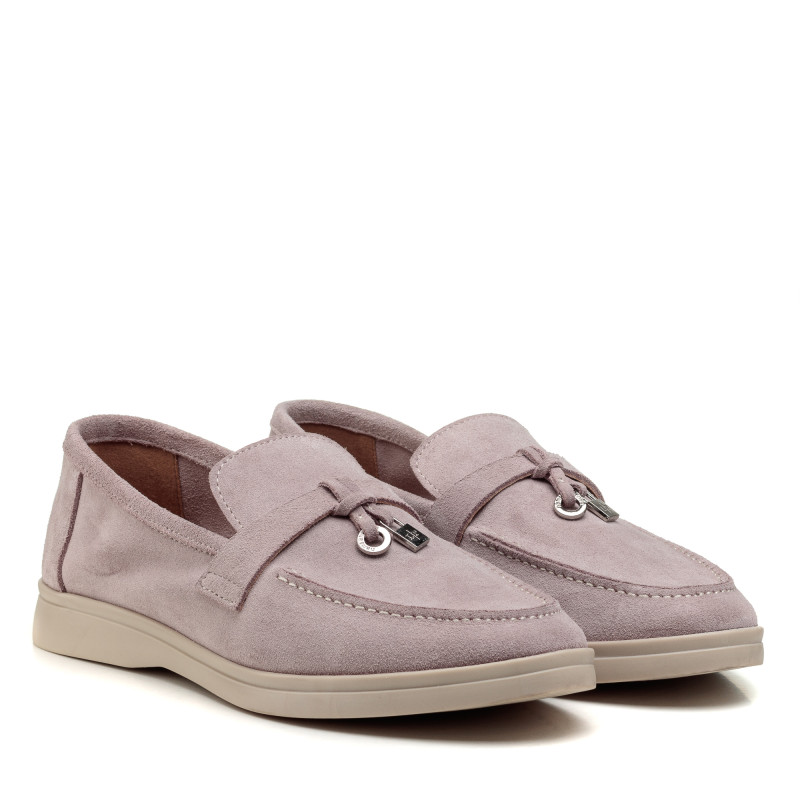 Туфли лоферы женские замшевые пудровые All shoes 892ТZ-Е