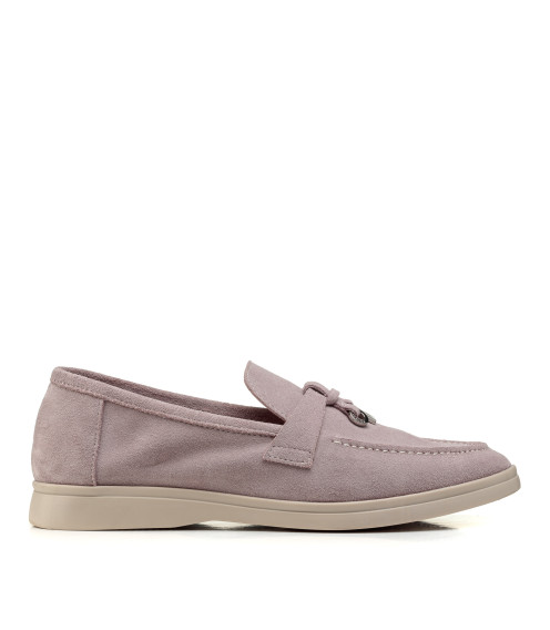 Туфлі лофери жіночі замшеві пудрові All shoes 892ТZ-Е