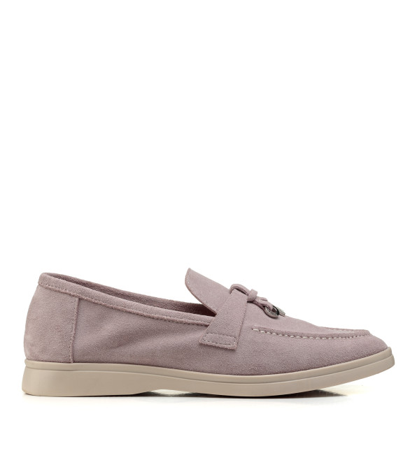 Туфли лоферы женские замшевые пудровые All shoes 892ТZ-Е