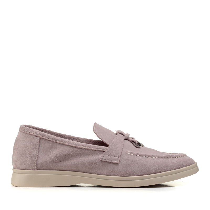 Туфли лоферы женские замшевые пудровые All shoes 892ТZ-Е