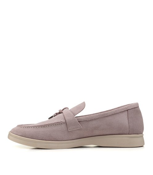 Туфли лоферы женские замшевые пудровые All shoes 892ТZ-Е