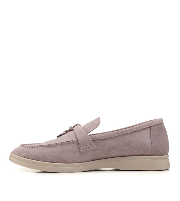 Туфли лоферы женские замшевые пудровые All shoes 892ТZ-Е