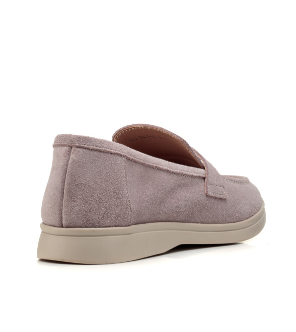 Туфлі лофери жіночі замшеві пудрові All shoes 892ТZ-Е