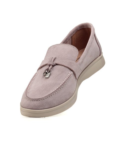 Туфли лоферы женские замшевые пудровые All shoes 892ТZ-Е