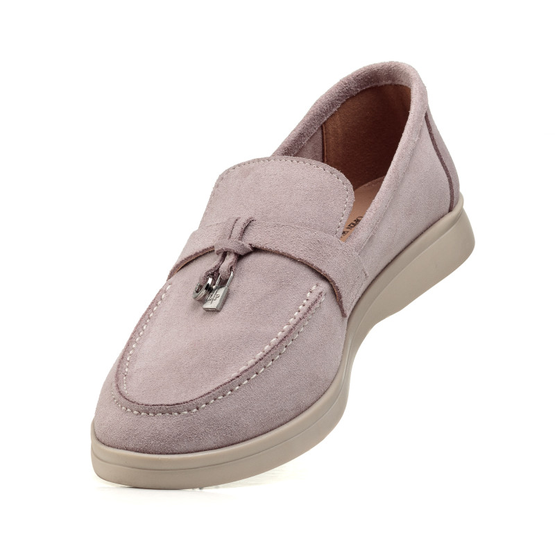 Туфлі лофери жіночі замшеві пудрові All shoes 892ТZ-Е
