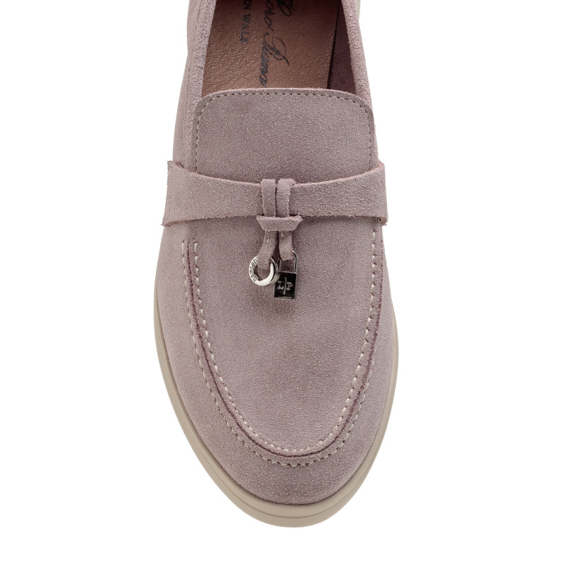 Туфли лоферы женские замшевые пудровые All shoes 892ТZ-Е