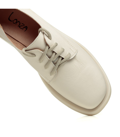 Дерби женские кожаные молочные на низком ходу All shoes 894ТZ-В