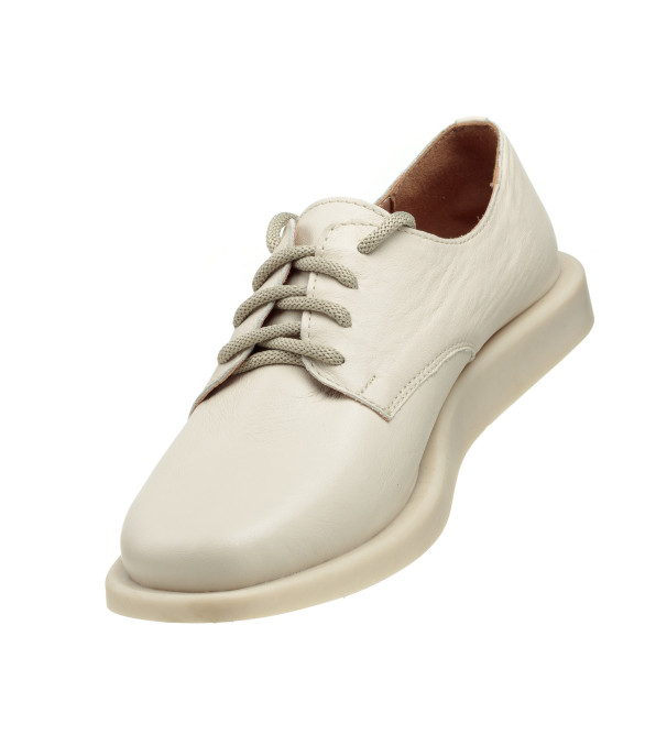 Дербі жіночі шкіряні молочні  на низькому ходу All shoes 894ТZ-В