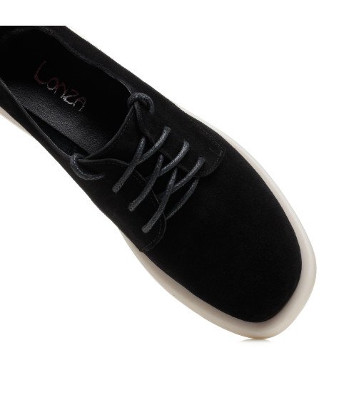Туфли замшевые черные на низком ходу All shoes 894ТZ