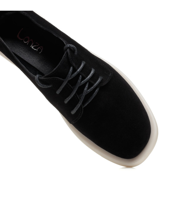 Туфлі замшеві чорні на низькому ходу All shoes 894ТZ