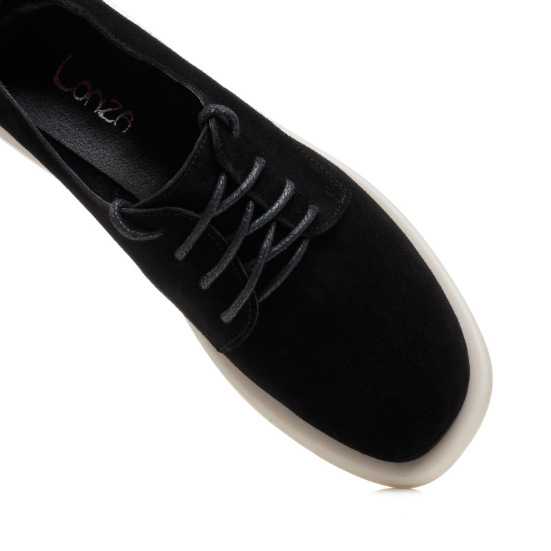 Туфлі замшеві чорні на низькому ходу All shoes 894ТZ