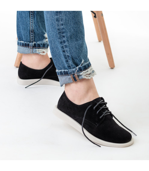Туфли замшевые черные на низком ходу All shoes 894ТZ