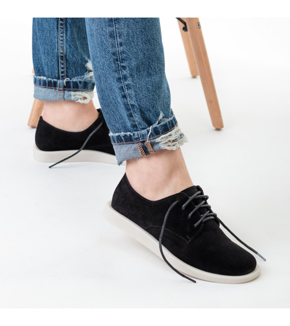 Туфли замшевые черные на низком ходу All shoes 894ТZ