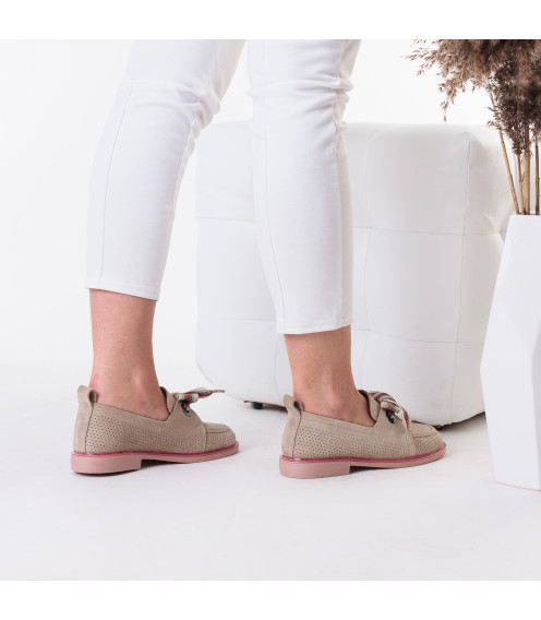 Туфли женские замшевые бежевые на низком каблуке Evromoda 901ТZ-А