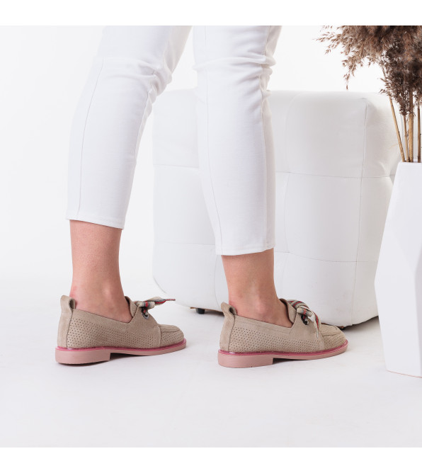 Туфли женские замшевые бежевые на низком каблуке Evromoda 901ТZ-А