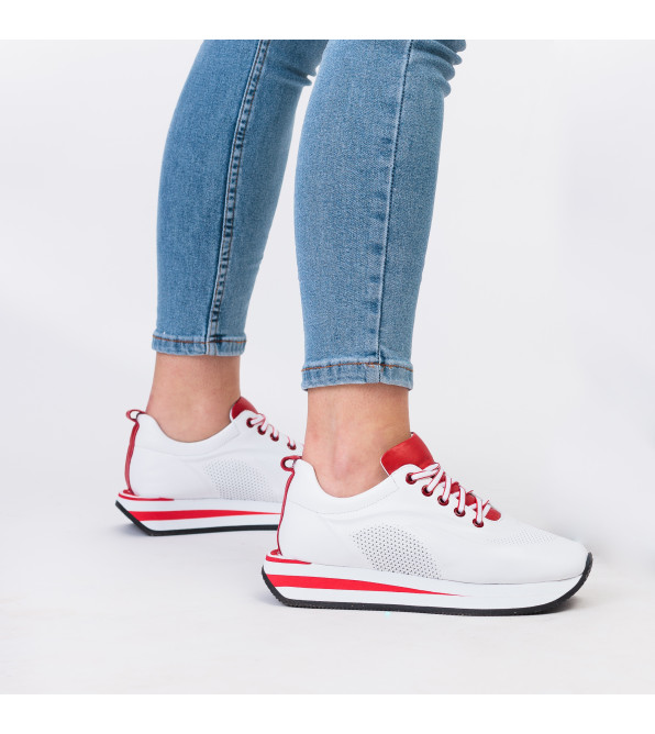 Кросівки жіночі шкіряні білі на платформі Evromoda 902ТZ