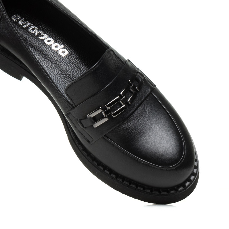 Лофери Evromoda шкіряні чорні зручні з пряжкою 938ТZ