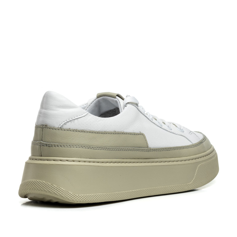 Кеди жіночі шкіряні білі на оливковій платформі Corsovito 956ТZ