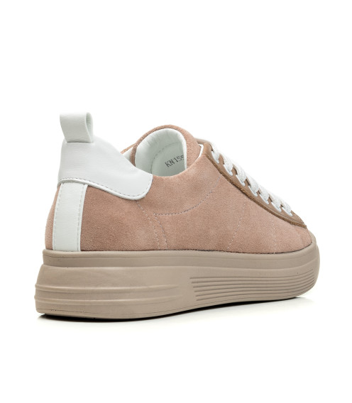 Кеды замшевые пудровые на шнуровках Kento 963ТZ-В