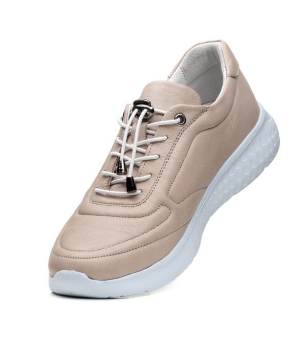 Туфли бежевые женские кожаные на белой подошве 986ТZ-В