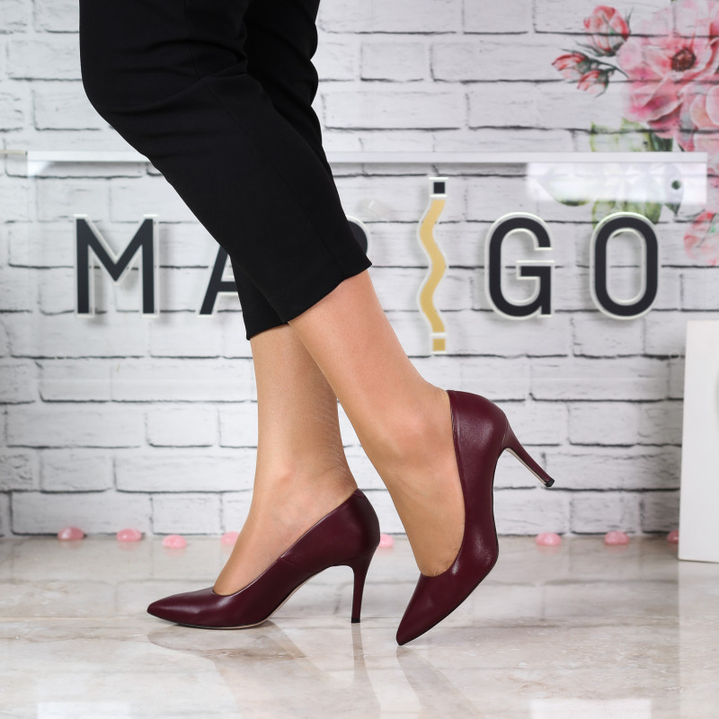 Туфли женские кожаные бордовые на шпильке Bravo Moda 1078ТП