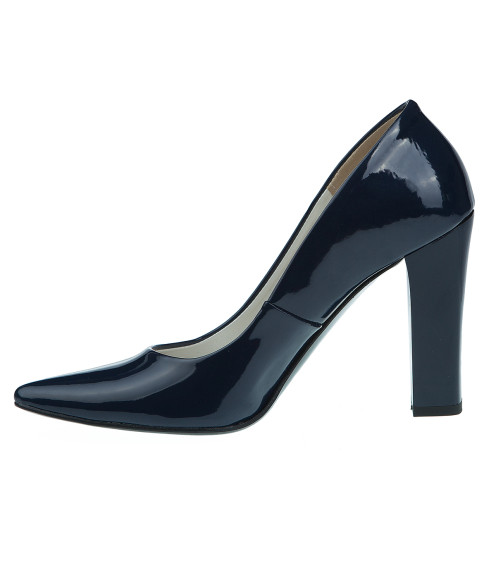 Туфли женские лаковые синие на высоком каблуке Lavini 628ТП