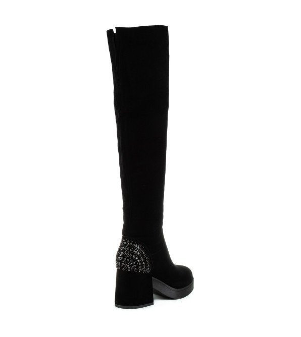 Чоботи жіночі замшеві зимові на каблуці Brocoli 1255Ц