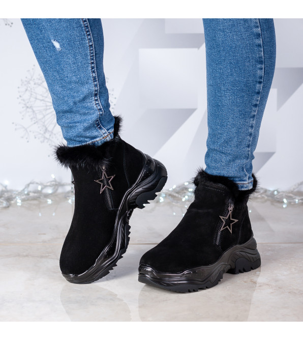 Ботинки женские удобные с двумя замочками Farinni декорирована звездочка 1349Ц