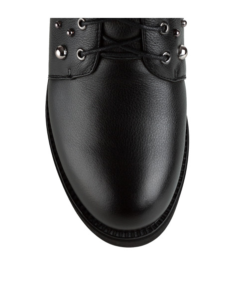 Черевики жіночі C.Clouds зимові з декором на шнурках шкіряні чорні 1352Ц