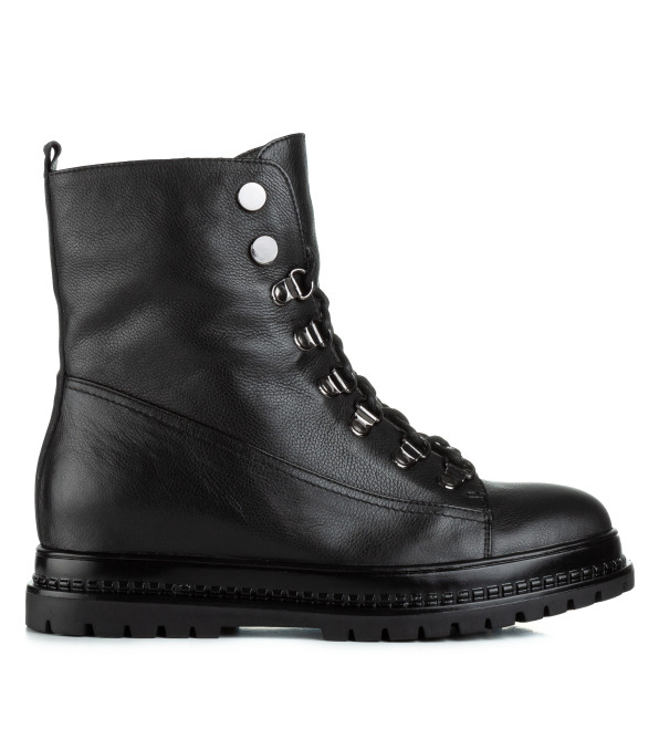 Черевики жіночі шкіряні з модною підошвою Bonetti Co на шнурках чорні 1405Ц