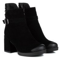 Ботильоны женские замшевые черные на удобном каблуке My Classic 1411Ц