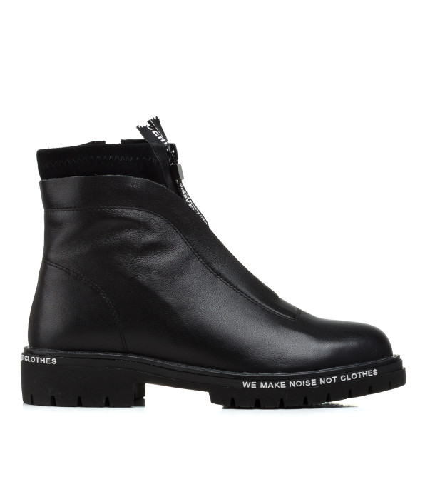 Ботинки Farinni черные кожаные на тракторной подошве спортивные 1461Ц