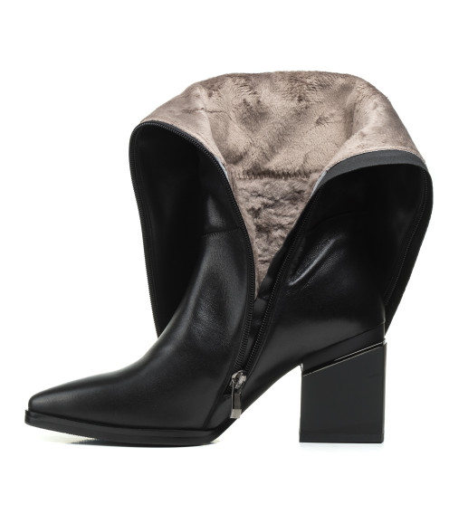 Сапоги Lady marcia кожаные черные на каблуке с острым носиком 1484Ц
