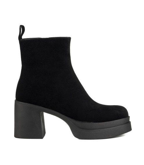Ботинки Melanda на замшевые каблуке черные зимние 1733Ц-А