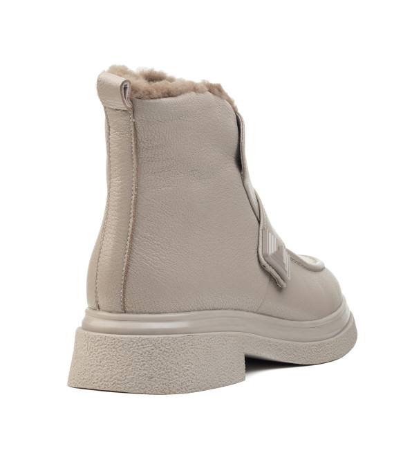 Ботинки женские кожаные бежевые зимние Molka 1849Ц-А