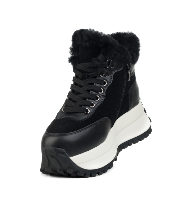 Ботинки женские черные зимние на высокой платформе Aimeini 1893Ц