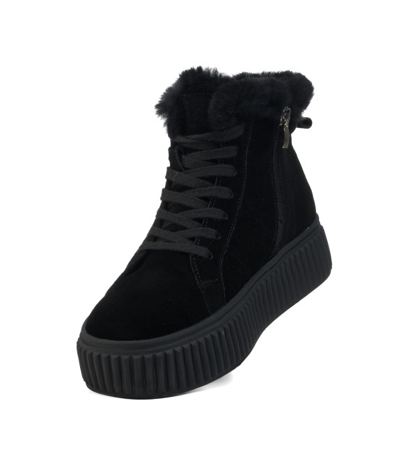 Ботинки женские черные замшевые на платформе Sp.Lion 1964Ц