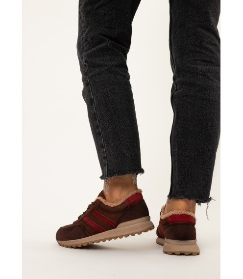 Кроссовки женские зимние коричневые Marigo 2103Ц