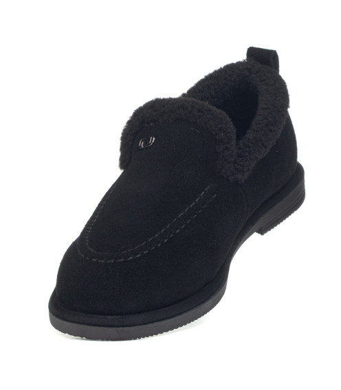 Туфли женские замшевые черные зимние Sorte lady 2182Ц