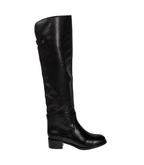 Ботфорты женские кожаные классические Djovannia на среднем каблуке стильные 979Ц