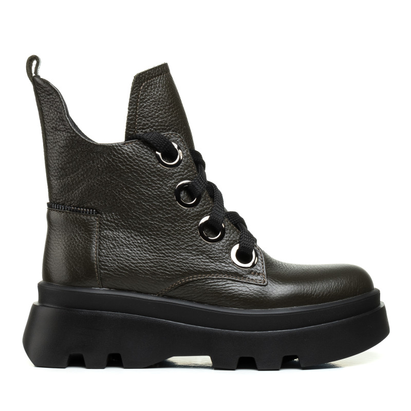 Черевики Teona зелені шкіряні на платформі зимові 452ЦZ-В