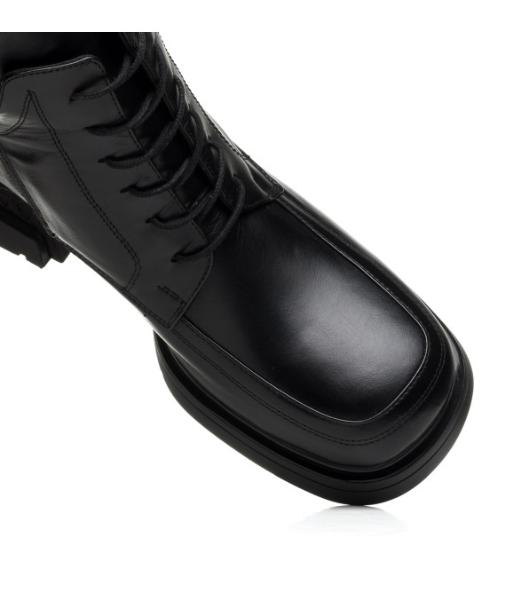 Ботинки черные на массивном каблуке на шнуровках Evromoda 467ЦZ