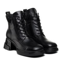 Ботинки черные на массивном каблуке на шнуровках Evromoda 467ЦZ Ботинки черные на массивном каблуке на шнуровках Evromoda 467ЦZ
