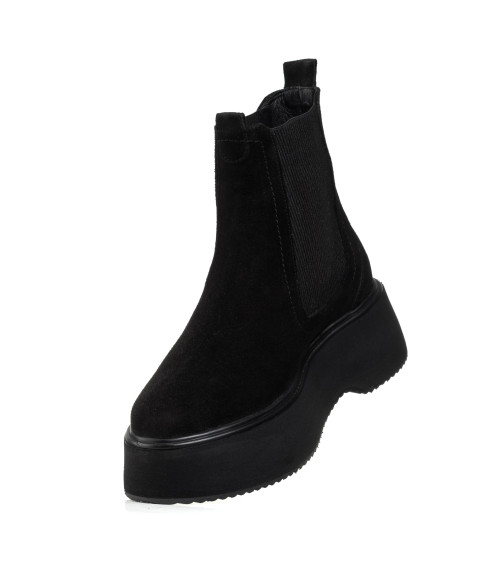 Черевики чорні замшеві на масивній платформі Evromoda 468ЦZ