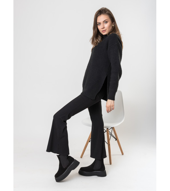 Черевики чорні замшеві на масивній платформі Evromoda 468ЦZ