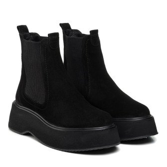 Ботинки черные замшевые на массивной платформе Evromoda 468ЦZ Ботинки черные замшевые на массивной платформе Evromoda 468ЦZ