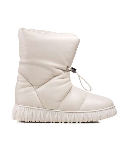 Ботинки зимние стильные зимние молочные кожаные Evromoda 481ЦZ-А