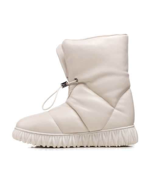 Ботинки зимние стильные зимние молочные кожаные Evromoda 481ЦZ-А