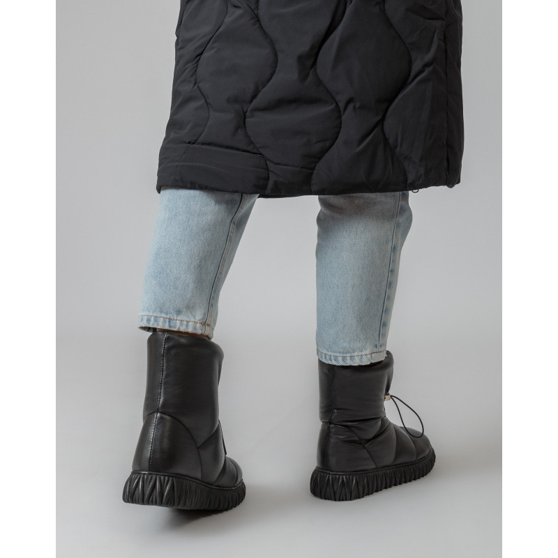 Ботинки зимние стильные зимние черные кожаные Evromoda 481ЦZ