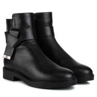 Ботинки женские кожаные черные на каблуке Monroe 1046ЦП